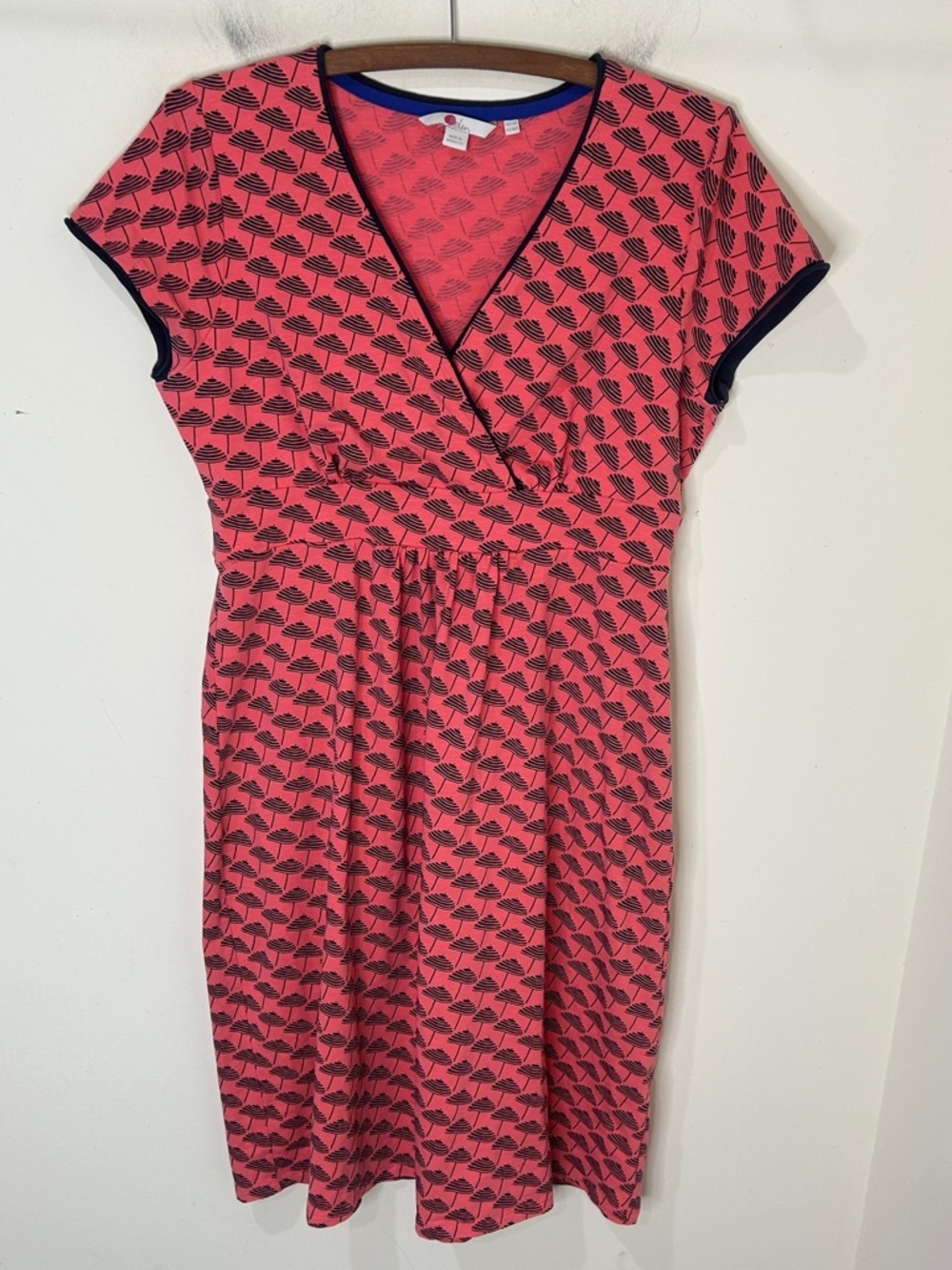 BODEN Umbrella Print Spring Faux Wrap Dress Size 10R - Picture 2 of 12